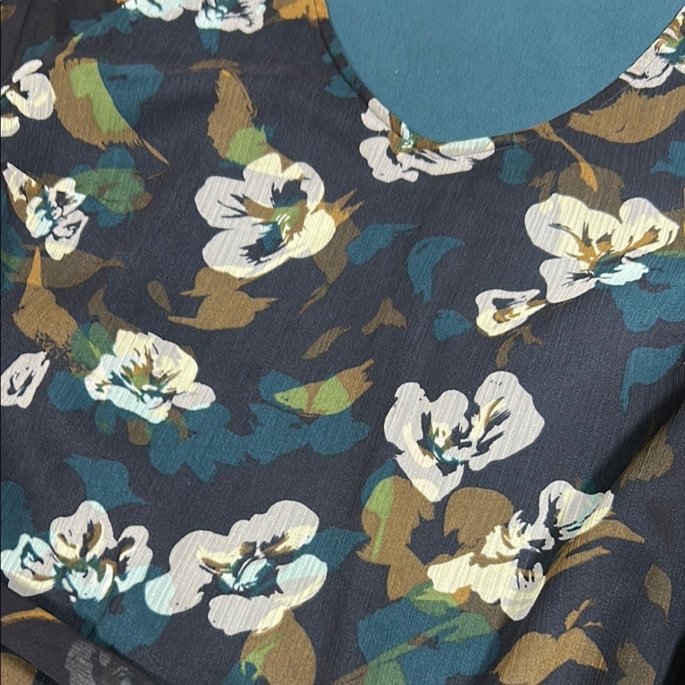 CAbi Pirouette Floral Semi-Sheer Long Sleeve Tiered Dress Style 3460, Size Small - Picture 11 of 14